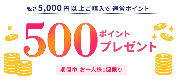 税込5,000円以上ご購入で500ポイントプレゼント