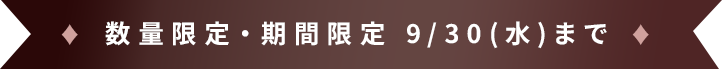 数量限定 期間限定9/30(木)まで