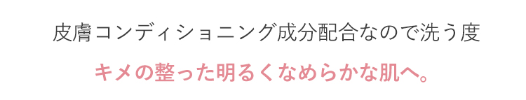 皮膚コンディショニング成分配合なので洗う度キメの整った明るくなめらかな肌へ。