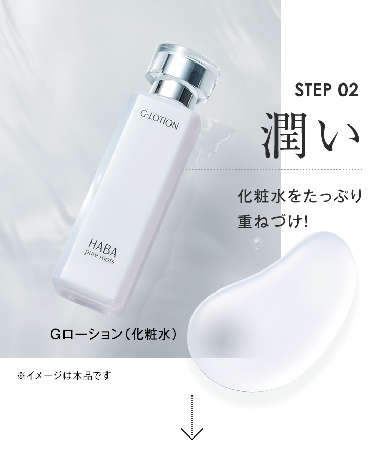 STEP02 潤い 化粧水をたっぷり重ねづけ！ Gローション（化粧水） ※イメージは本品です